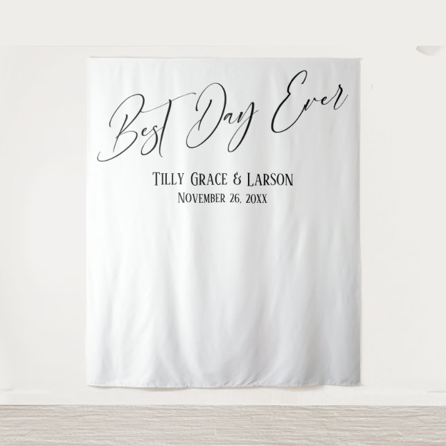 Simple Elegant Best Day Ever Photo Backdrop Tapestry (Front)