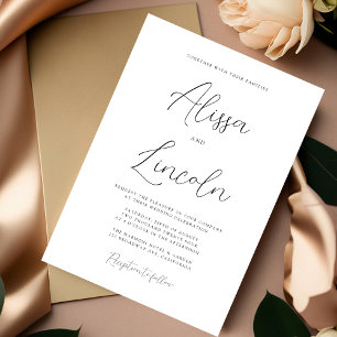 Simple Elegant Big Calligraphy Names Wedding Invitation