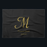 Simple Elegant Black and Gold Monogram Name Tea Towel<br><div class="desc">Simple Elegant Black and Gold Monogram Name Kitchen towel</div>