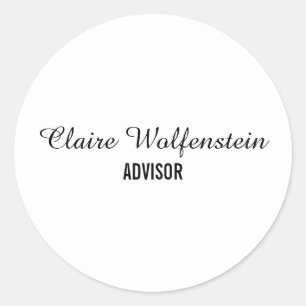 Simple Elegant Black and White Business Classic Round Sticker