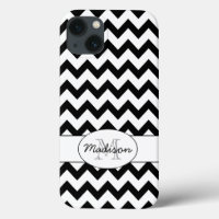 Simple Elegant Black and white Chevron Monogram