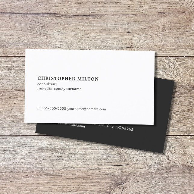 Simple Elegant Black and White Consultant Business Card (Creator Uploaded)