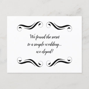 Simple Elegant Black and White Elopement Announcement Postcard
