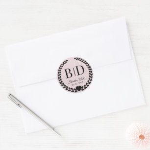 Simple Elegant Black and White Monogram Classic Round Sticker