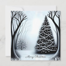 Simple Elegant Black and White One Photo Christmas