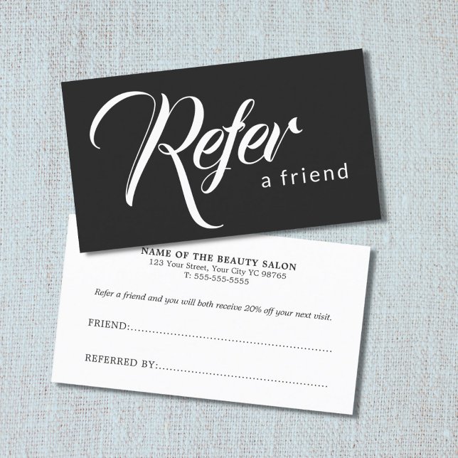 Simple Elegant Black and White Referral Card (Creator Uploaded)