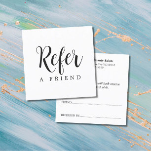 Simple Elegant Black and White  Referral Card