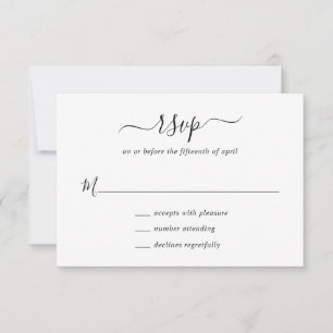Simple Elegant Black and White Script Wedding RSVP Card
