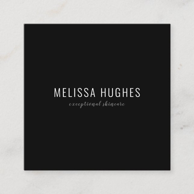 Simple Elegant Black and White Square Business Card (Front)