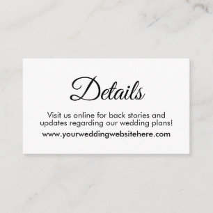 Simple, Elegant Black and White Wedding Details Enclosure Card