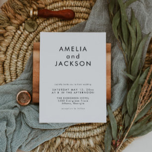 Simple Elegant Black And White Wedding Invitation
