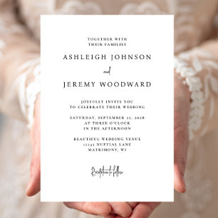 Simple Elegant Black and White Wedding Invitation