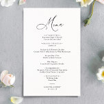 Simple Elegant Black and White Wedding Menu<br><div class="desc">Designed to coordinate with our Stylish Script wedding collection,  this customisable Menu card,  features a sweeping script calligraphy text paired with a classy serif font in black with a customisable monogram on the back. Matching items available.</div>