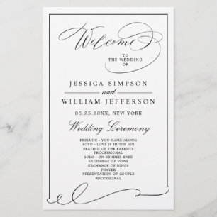 Simple Elegant Black And White Wedding Program