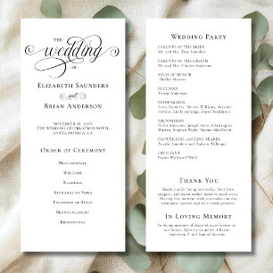 Simple Elegant Black and White Wedding Program