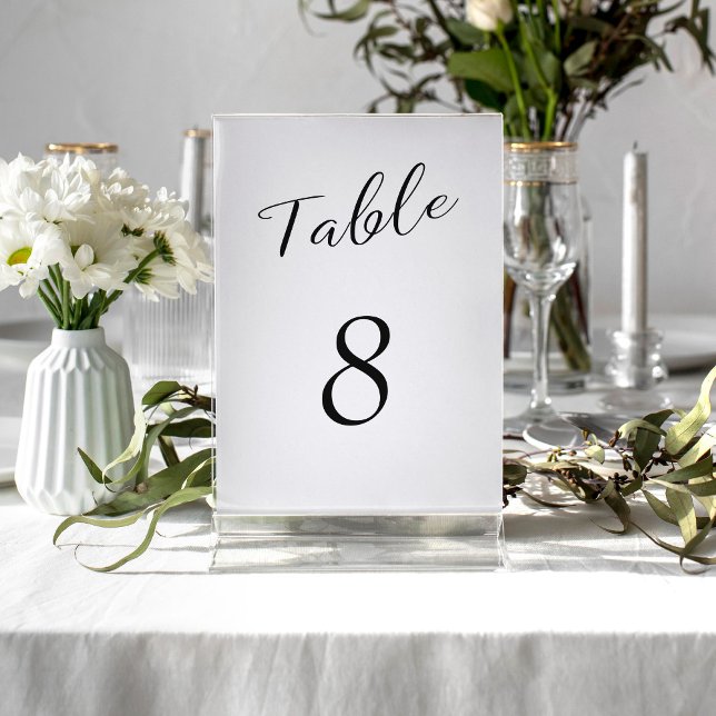 Simple elegant black and white wedding table number (Creator Uploaded)