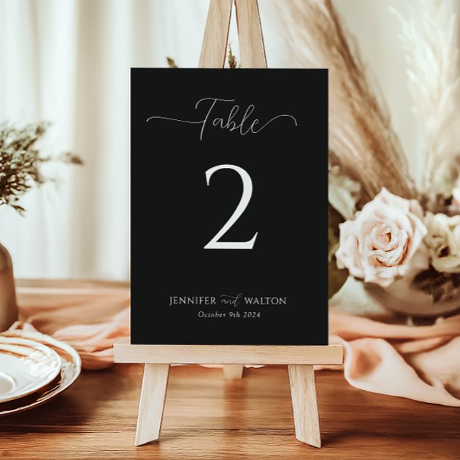 Simple Elegant black and white wedding Table Number (Creator Uploaded)