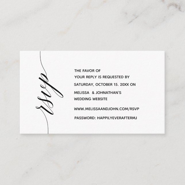 Simple Elegant Black Calligraphy, Dinner RSVP Enclosure Card (Front)