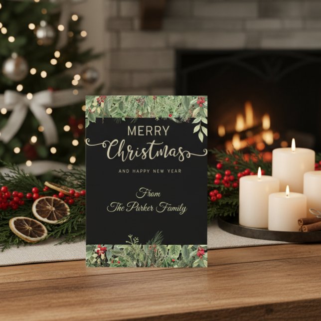 Simple Elegant Black Christmas Card (Creator Uploaded)