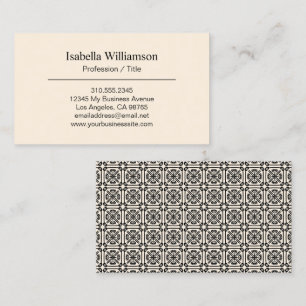 Simple Elegant Black & Cream Spanish Tile Pattern Business Card