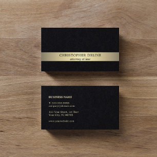 Simple Elegant Black Faux Gold Stripe Attorney Business Card