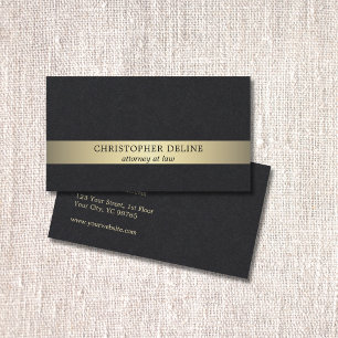 Simple Elegant Black Faux Gold Stripe Attorney Business Card