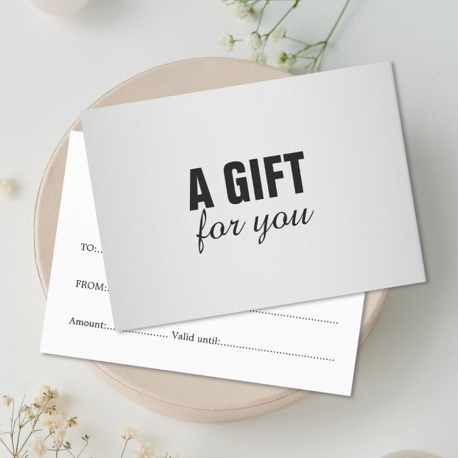 Simple Elegant Black Faux Silver Gift Certificate (Creator Uploaded)
