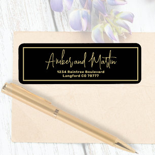 Simple Elegant Black Gold Minimal Modern Address Return Address Label