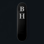 Simple Elegant Black Grey Monogram Custom  Skateboard<br><div class="desc">Elegant black and grey monogram skateboard. Perfect for birthday. Personalise with your initial and name.</div>