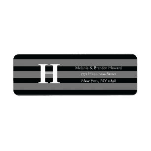 Simple Elegant Black Grey White Monogram Initial Return Address Label