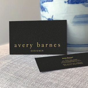 Simple Elegant Black  Leather Look Professional Business Card