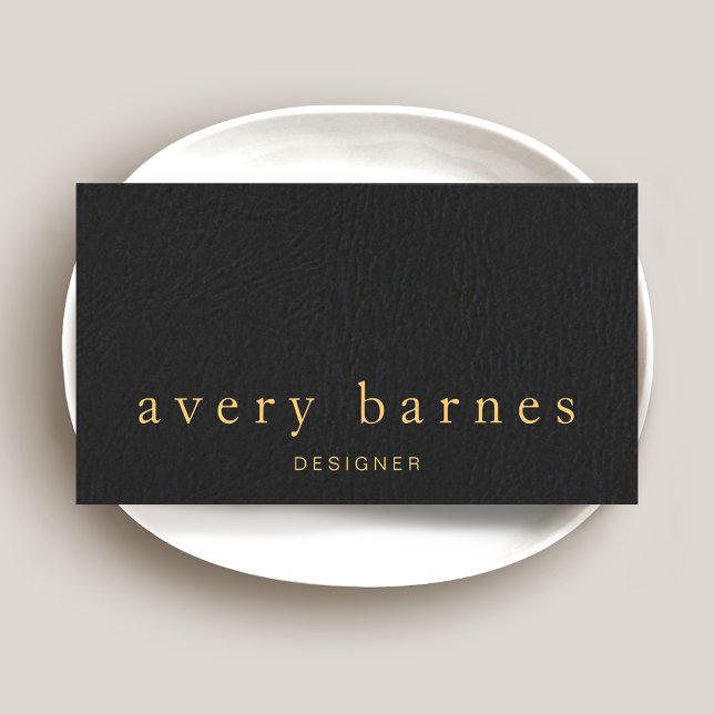 Simple Elegant Black  Leather Look Professional Business Card (Creator Uploaded)
