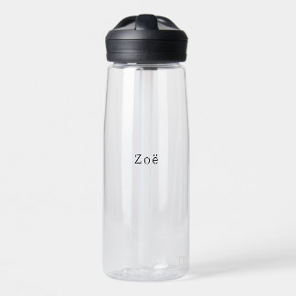 Simple Elegant Black Letters Personalised Name Water Bottle