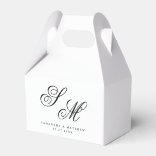 Simple Elegant Black Monogram Initials Wedding Favour Box
