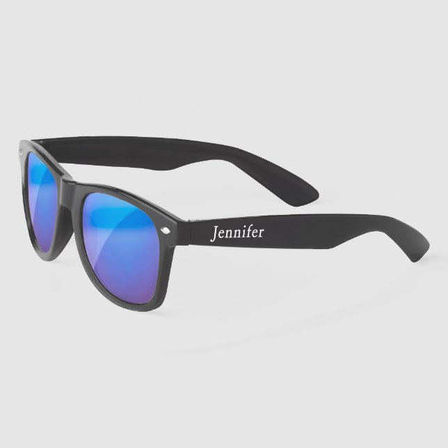 Simple Elegant Black Personalised Name Custom Sunglasses (Left)