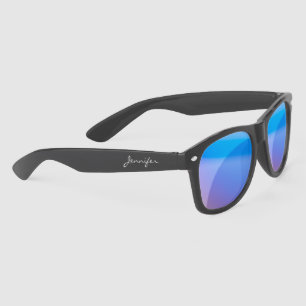Simple Elegant Black Personalised Name Custom Sunglasses