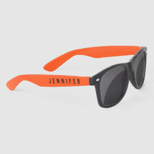 Simple Elegant Black Personalised Name Custom Sunglasses