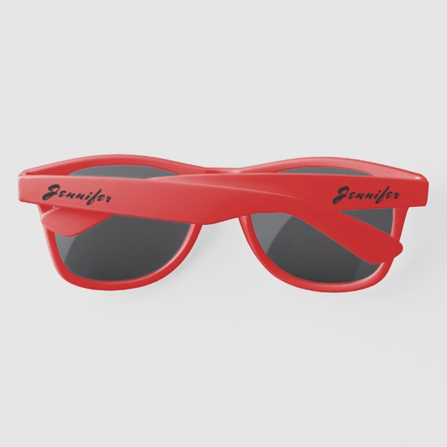 Simple Elegant Black Personalised Name Custom Sunglasses (Back)