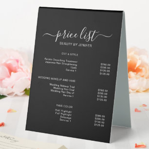 Simple Elegant Black Salon Price List