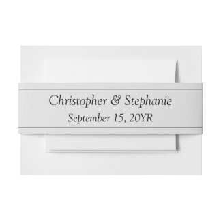 Simple Elegant Black Script Personalizable Wedding Invitation Belly Band