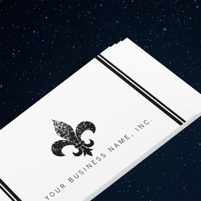 Simple Elegant Black Sequined Fleur De Lis Business Card (Creator Uploaded)