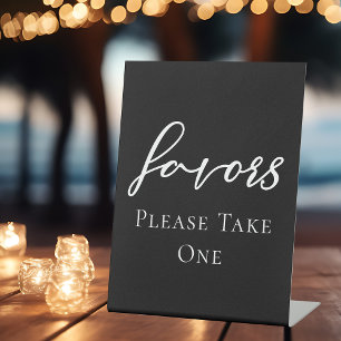 Simple Elegant Black Typography Wedding Favours Pedestal Sign