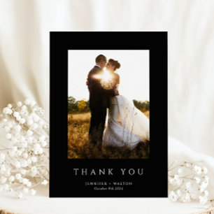 Simple Elegant black wedding  Thank You Card