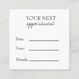 Simple Elegant Black & White Appointment Card