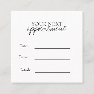Simple Elegant Black & White Appointment Card