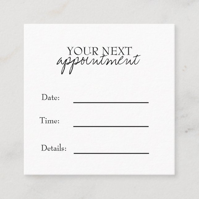 Simple Elegant Black & White Appointment Card (Front)