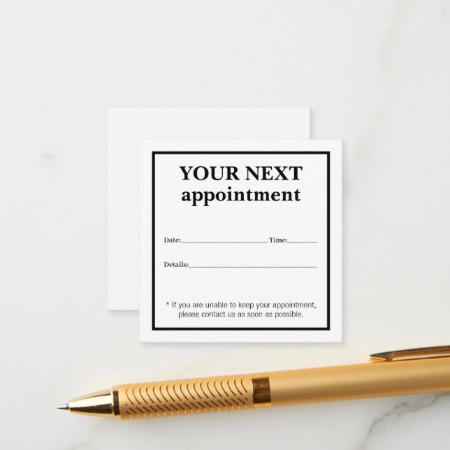 Simple Elegant Black White Beauty Appointment Card (Front/Back In Situ)