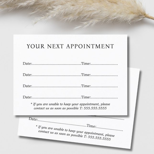 Simple Elegant Black White Beauty Appointment Card (Creator Uploaded)