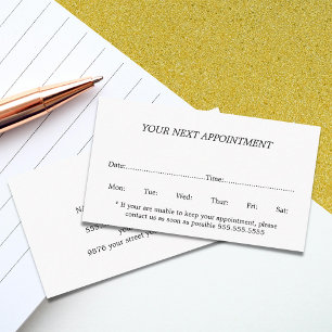 Simple Elegant Black White Beauty Appointment Card