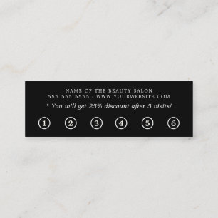 Simple Elegant Black White Beauty Flat Loyalty Card